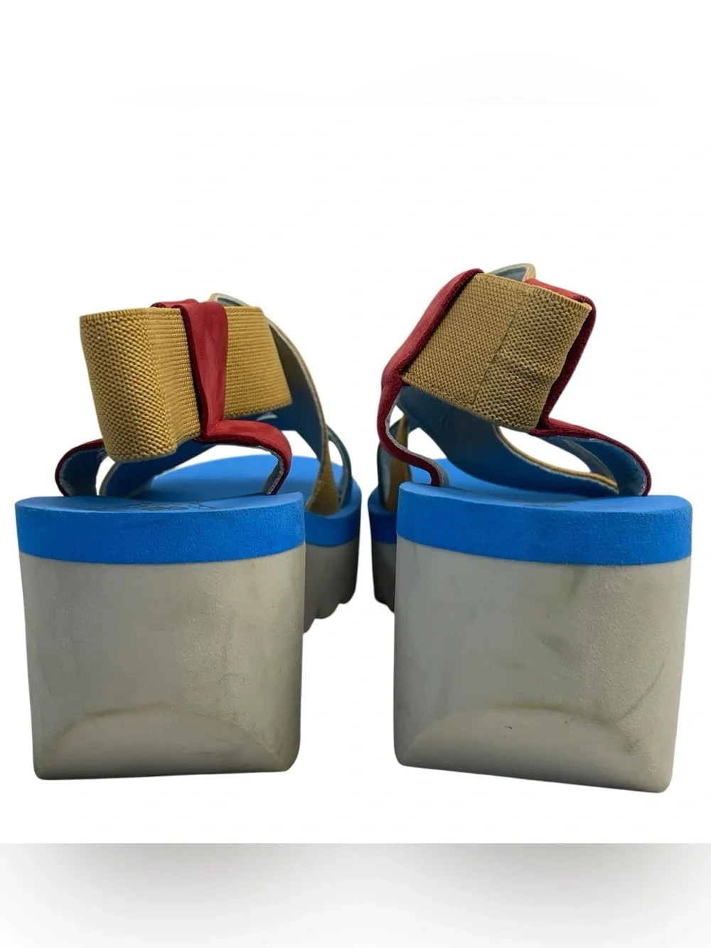 FLY London Sling-Back Sandals YABI922FLY LIPSTICK Red/Yellow/Blue 38 7.5-8 READ - Picture 8 of 15